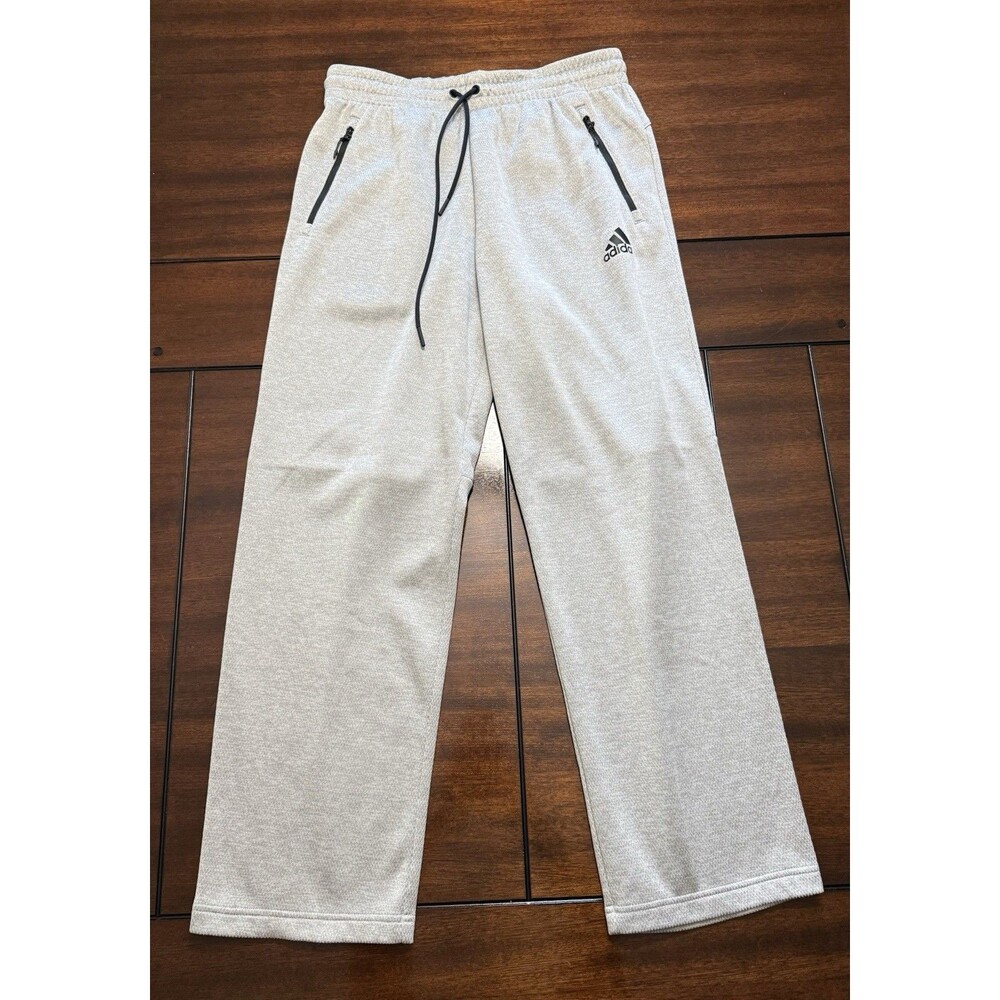 Adidas Mens Athletic Tech Sweatpants SizeL Gray Textured Zip Pocket Performance